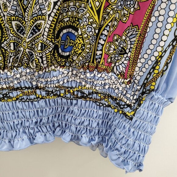 Isabella Rodriguez Woman's‎ Blue Multi Kaleidoscope Chain Poncho Plus Size 2X - Picture 3 of 8